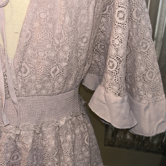Lavender Dusty Rose Boho Lacey Mini Dress/Top - Picture 5 of 10